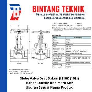 Globe Valve 1-1/2" inch Ductile Iron JIS 10K Kitz (10SJ)