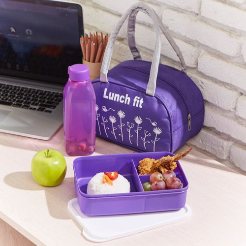 CPM Lunchfit Flowery Kotak Tas Bekal Makan Lunch Box Bag Set Botol Air