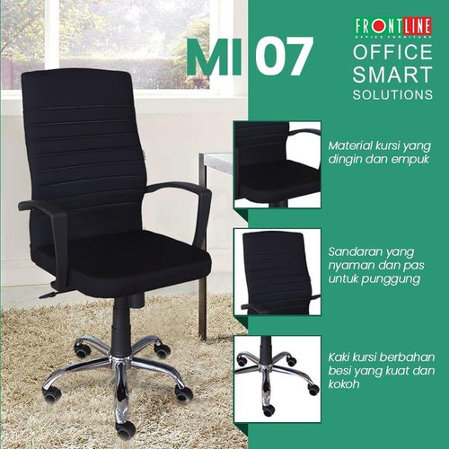 Kursi Kantor Kerja Office Chair Frontline MI 07 Dengan Roda Putar