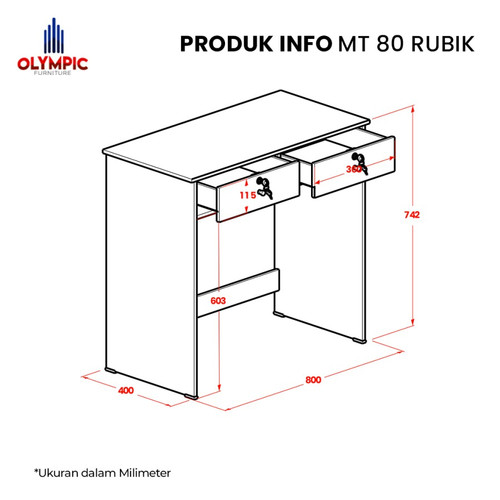 Olympic Meja Tulis MT 80 Rubik Meja Kerja Kantor Belajar Kios Kasir