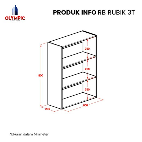 Olympic RB Rubik 3T Rak Serbaguna Susun 3 Tingkat Rak Buku Dapur Kamar