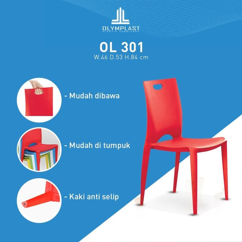 Olymplast OL 301 Kursi Bangku Makan Sender Plastik Cafe Resto Santai