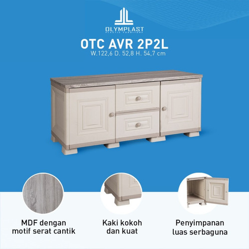 Olymplast OTC AVR 2P2L Lemari Meja TV Nakas Rak 2 Pintu 2 Laci 2P 2L