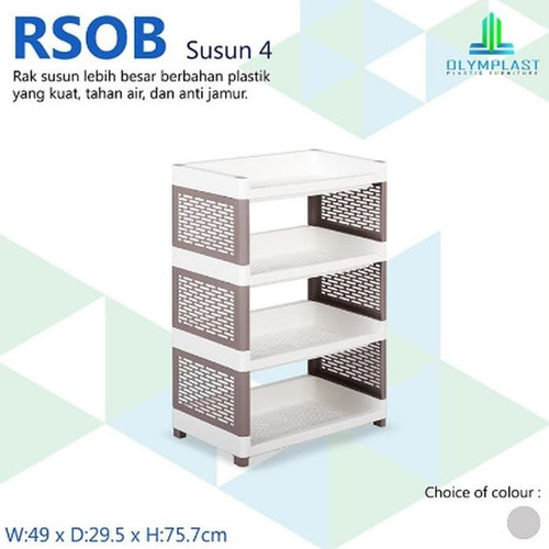 Olymplast RSOB 04 Rak Susun 4 Serbaguna Plastik Dapur / Piring / Buku