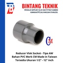 Reducer Sok / Vlok Sok 1 1/2" x 1/2" PVC AW Merk CM Taiwan