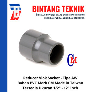 Reducer Sok / Vlok Sok 2 1/2" x 1 1/2" PVC AW Merk CM Taiwan