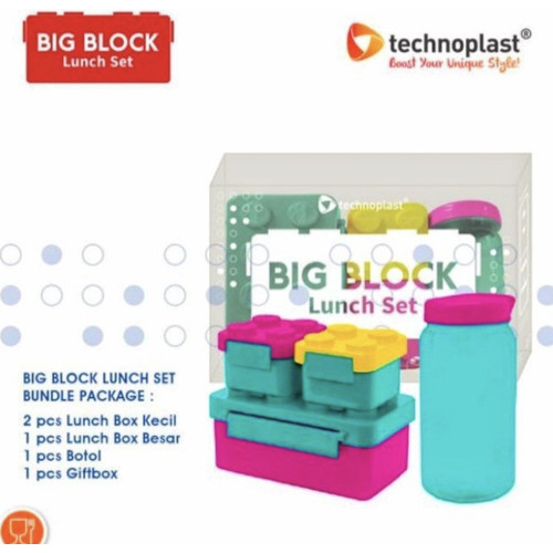 Technoplast Big Block Lunch Box Set Kotak Makan Bentuk Lego Bekal Anak