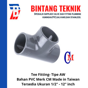 Tee 1 1/2" inch PVC AW Merk CM Taiwan