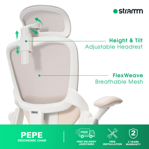 Kursi Kantor Ergonomis Stramm Pepe I with Footrest