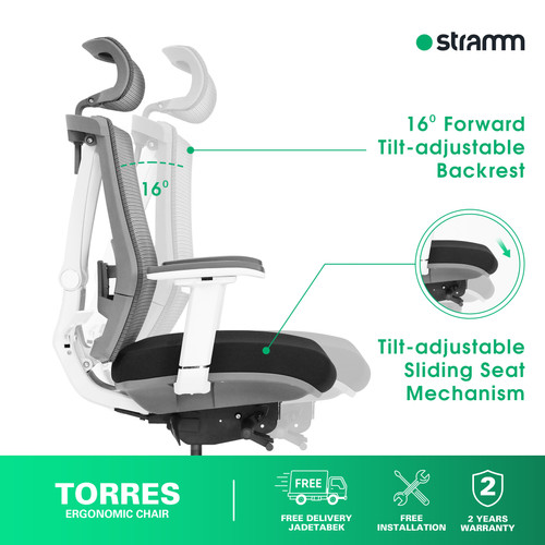 Kursi Kantor Ergonomis Stramm Torres with Aluminium Footbase