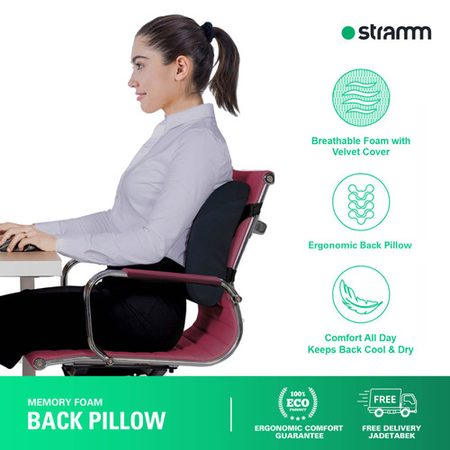 Stramm Ergonomic Memory Foam Back Pillow | Premium Lumbar Support