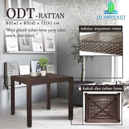 (CARGO) Olymplast ODT R 80 Meja Makan Plastik Dining Dine Table Rotan