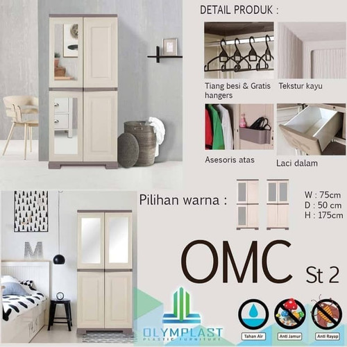 (CARGO) Olymplast OMC ST2 Lemari Pakaian Baju Plastik Cabinet Cermin