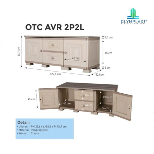 (CARGO) Olymplast OTC AVR 2P2L Lemari Meja TV Nakas Rak 2 Pintu 2 Laci