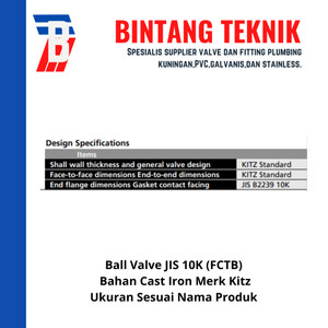 Ball Valve 1-1/2" inch Flange JIS10K Merk Kitz Fig. FCTB