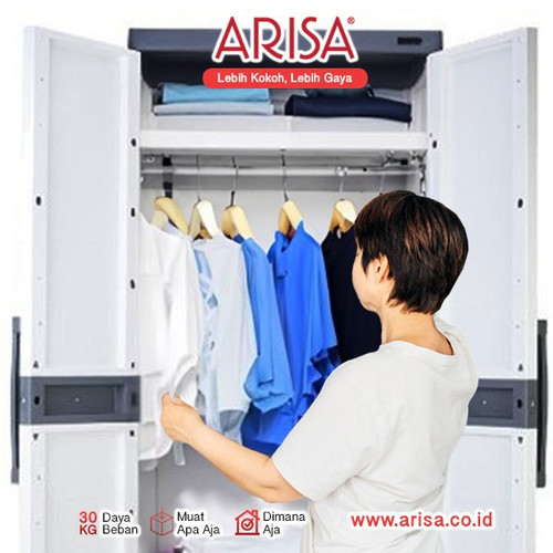 Arisa CA502A Lemari Pakaian Baju Plastik 2 Pintu Cermin Gantungan