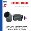 Elbow / Knee 3" inch PVC AW Merk CM Taiwan 45 Derajat