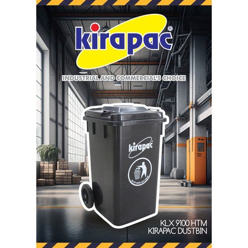 Kirapac KLX 9100 HTM Kotak Tempat Sampah 100 Liter Dengan Roda Dustbin - Hitam