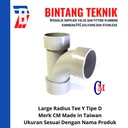 Large Radius Tee Y 4" PVC D Merk CM Taiwan