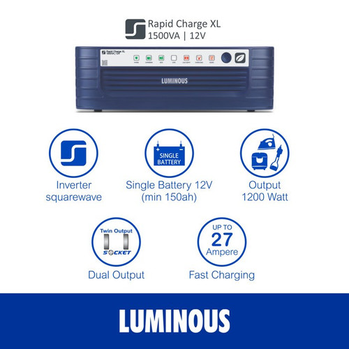 LUMINOUS paket Inverter Rapid 1500VA 12V + baterai Tubular gel 125ah