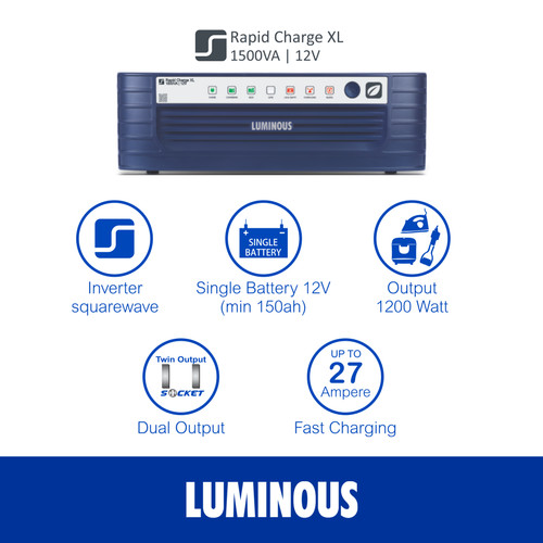 LUMINOUS paket Inverter Rapid Charge XL 1500VA 12V + baterai 150ah