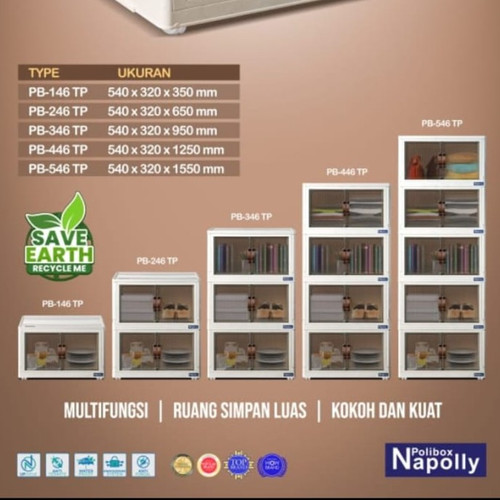 Napolly Polibox 446 Lemari Susun 4 Container Box Lipat Laci Drawer Plastik Tingkat 4 Folding Storage