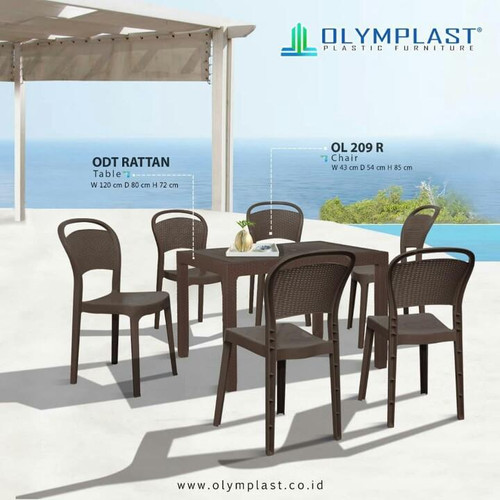 Olymplast ODT R 120 Meja Makan Plastik Dining Dine Table Rotan Rattan