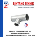 Reducer Vlok Tee 1 1/2" x 1 1/4" PVC AW Merk CM Taiwan