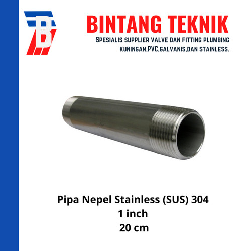 Pipa Nepel (Nipple) 20 cm 1" inch Stainless 304