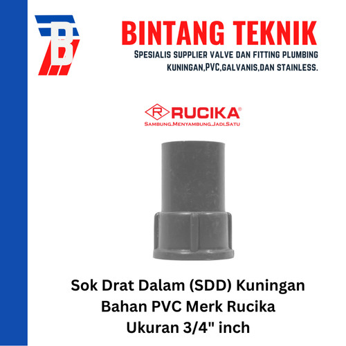 Sok Drat Dalam (SDD) Kuningan 3/4" inch PVC Rucika