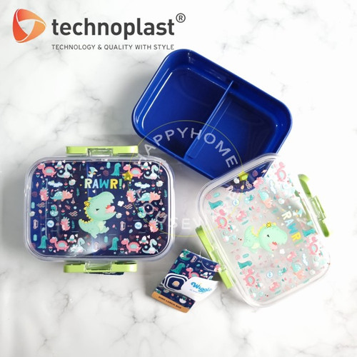 Technoplast Paket Set Hello Dino Lunch Box 750 ml & Botol Minum 670 ml