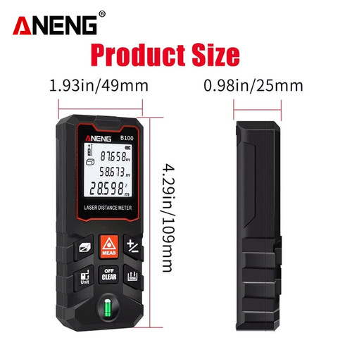 Aneng B100 Digital Laser Distance Meteran Pengukur Jarak 100 Meter Ori