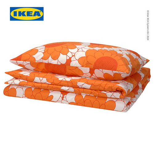 IKEA KRANSMALVA Sarung Duvet 150x200 dan Bantal 50x80 Motif Bunga