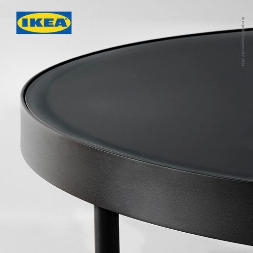 IKEA FROTORP Meja Tamu Bulat Kaca Minimalis Hitam 88cm