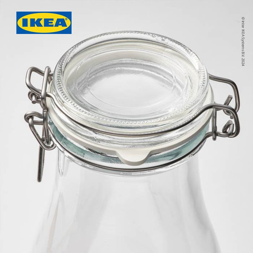 IKEA KORKEN Stoples Bentuk Botol dengan Penutup Kaca Bening 1.4L