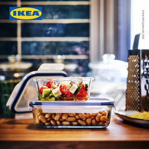 IKEA 365+ Tempat Makanan Dengan Tutup Kaca Persegi Panjang 600mL