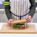 IKEA 365+ Tempat Makanan Kaca Dengan Tutup Bambu Persegi Panjang 1L