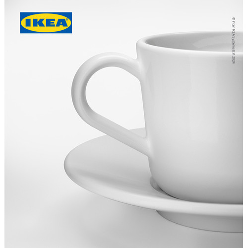 IKEA 365+ Cangkir Kopi dan Teh Dengan Tatakan Putih 13cl