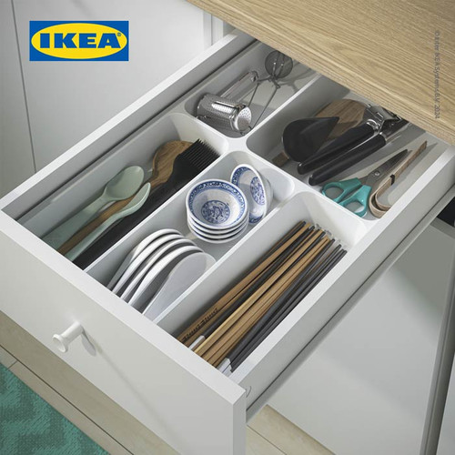 IKEA STODJA Baki Pengatur Alat Makan Putih 31x50 cm