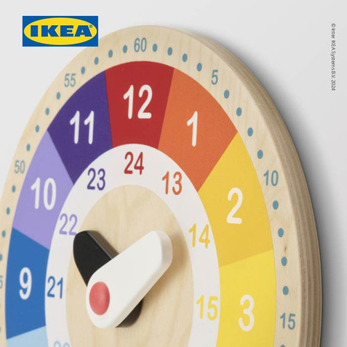 IKEA UNDERHALLA Mainan Jam Kayu Edukasi 25cm