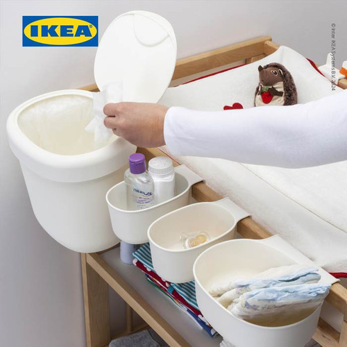 IKEA ONSKLIG Keranjang Meja Ganti Popok Putih Isi 4pcs