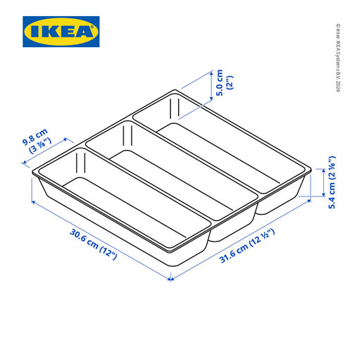 IKEA UPPDATERA Baki Pengatur Peralatan Makan Putih 32x31 cm