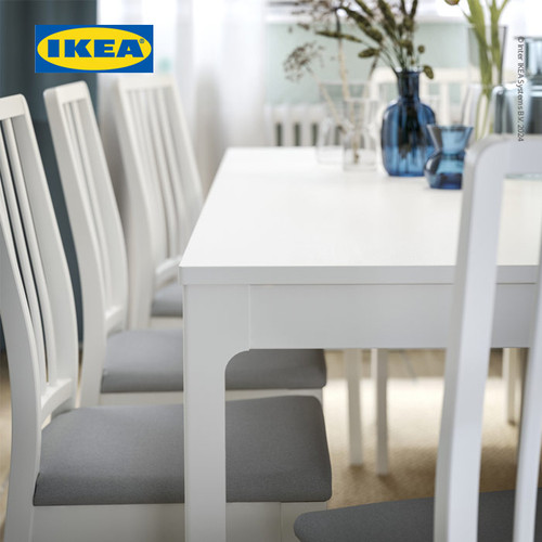 IKEA EKEDALEN Meja Makan Dapat Dipanjangkan Putih 120/180x80 cm