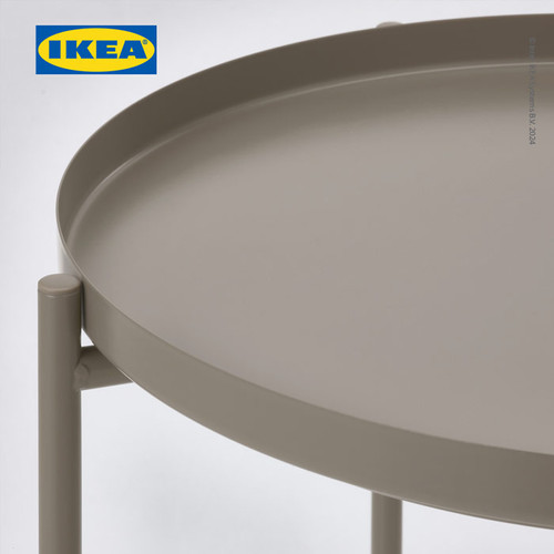 IKEA GLADOM Meja Baki Multifungsi Abu-Abu/Krem Bahan Baja 45x53 cm