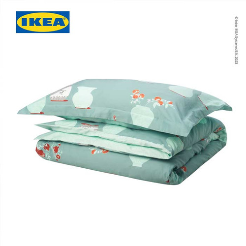 IKEA FOSSTA Sarung Duvet 150x200 dan Sarung Bantal 50x80 Hijau