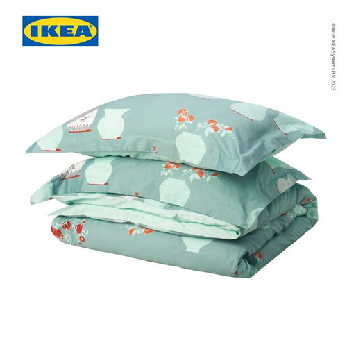 IKEA FOSSTA Sarung Duvet 200x200 dan 2 Sarung Bantal 50x80 Hijau