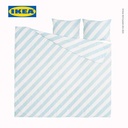 IKEA SLOJSILJA Sarung Duvet 200x200 dan Bantal 50x80 Strip Putih Biru