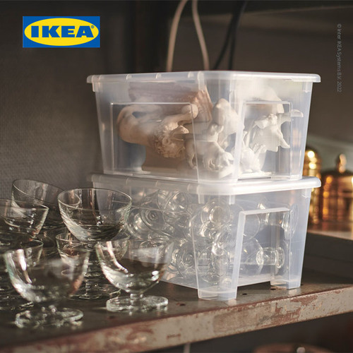 IKEA SAMLA Kotak Penyimpanan Transparan Dengan Tutup 28x20x14 cm/5 l