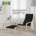 IKEA POANG Kursi Berlengan Veneer Kayu Untuk Santai Hitam