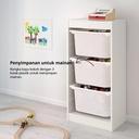 IKEA TROFAST Lemari Kayu Putih dengan Kotak Putih 46x30x95 cm